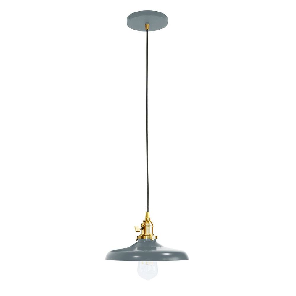 Montclair Lightworks PEB401-40-91 Uno 10" Pendant,  Slate Gray with Brushed Brass hardware